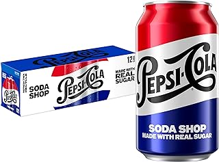 Pepsi Real Sugar Soda, 12 Fl oz Cans, (12 Pack), Cola, Soda Pop (Packaging May Vary)