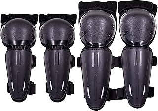 Webetop Kids Dirt Bike Knee and Elbow Pads Shin Guards Youths Kids Motocross Protective Gear Set 4pc (Black)