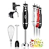 Sangcon Immersion Blender Handheld, 3-in-1 Hand Blender Electric, 400W Handheld Blender, Stainless Steel Blade Stick Blender with Whisk, Milk Frother Attachments - Black