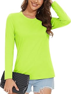 MAGCOMSEN Women's Long-Sleeve Crew-Neck Cotton T-Shirt Classic-Fit Shirt Soft Breathable Casual Tee Basic Tops