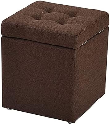 GaRcan Cube Storage Foot Stool Pouf Bench Seat, Toy Box Tray Organizer Box Pouf Chest Shoe Bench Stool Seat, Grey, 42X42Cm(17X17Inch) (Brown 42x42cm(17x17inch))