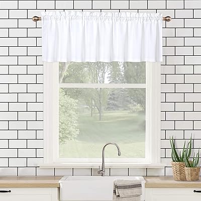 CAROMIO White Valance for Window, Kitchen Valances Curtains, Soft Microfiber Seersucker Fabric Small Bathroom Curtains, Embossed Bubble Textured Pattern, Upgraded Water Repellent(White, 60" W x 15" L)