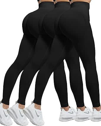 CHRLEISURE 3 Piece Workout Leggings Sets for Women, Gym Scrunch Butt Butt Lifting Seamless Leggings