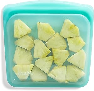 Stasher Platinum Silicone Food Grade Reusable Storage Bag, Aqua (Sandwich) | Reduce Single-Use Plastic | Cook, Store, Sous Vide, or Freeze | Leakproof, Dishwasher-Safe, Eco-friendly | 28 Oz