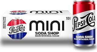 Pepsi Real Sugar Soda Mini Cans, 7.5oz Mini Cans, (10 Pack) (Packaging May Vary) ​