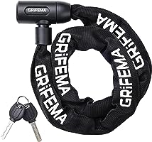 GRIFEMA GA1201-12 Fietsslot met sleutel, kettingslot voor fietsen, motorfietsen, scooters, 120 cm, zwart