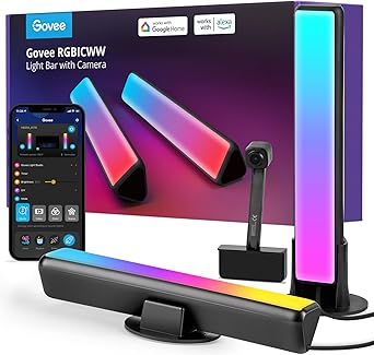 Govee LED Smart Light Bars with Camera, RGBIC Smart Backlights, Music Sync Kit Works with Alexa &amp; Google Assistant, 23 Preset Modes LED Play Light Bar for 27-45 inch Gaming, PC, TV, Room