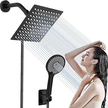 DOBEVI Regaderas para Baño de Lluvia de Alta Presión,Combo de 30CM Regadera Cuadrada Alta Presion y 11CM Shower Head de Mano,