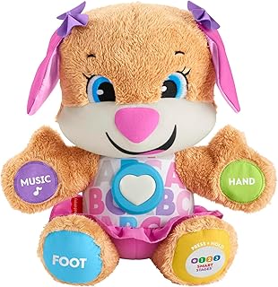 Fisher-Price Ríe y Aprende Perrita Primeros Descubrimientos, Peluche Interactivo con Luces y Sonidos, Juguete bebé +6 Mese...