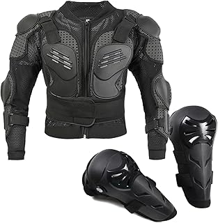 Kids Motorcycle Armor Jacket Knee Elbow Arm Shoulder Pads Spine Chest Protection Dirt Bike Suit Children Full Body Gear Se...