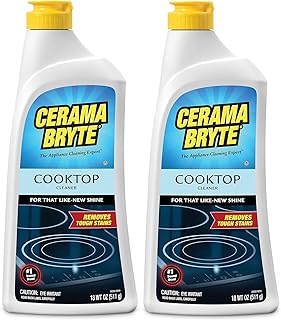 Cerama Bryte Removes Tough Stains Cooktop and Stove Top Cleaner for Glass - Ceramic Surfaces, 18 Ounces, 2 Pack