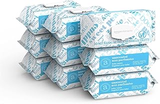 Amazon Elements Baby Wipes, Unscented, 810 Count, Flip-Top Packs