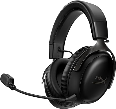 HyperX Cloud III Wireless – Gaming Headset for PC, PS5, PS4, up to 120-hour Battery, 2.4GHz Wireless, DTS Spatial Audio, 53mm Angled Drivers, Memory Foam, Durable Frame, 10mm Microphone, Black