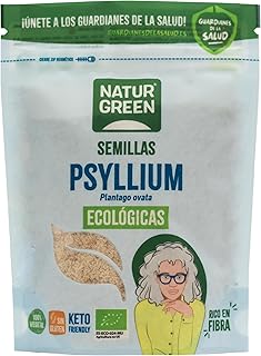 NaturGreen - Cáscara de Semilla Molida de Psyllium Ecológico, Plantago Ovata, Alto contenido en Fibra, Bajo Contenido de G...