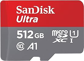 SanDisk Cartão de memória ultra microSDXC UHS-I de 512 GB com adaptador - até 150 MB/s, C10, U1, Full HD, A1, cartão...