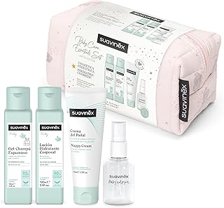 Suavinex, Neceser para Bebés de Tela, Set Regalo Bebé Recién Nacido con Cosmética: Gel Champú 100 ml + Loción Hidratante 1...