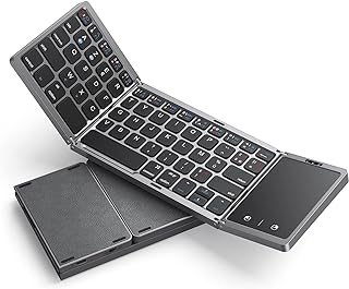 Clavier sans Fil avec pavé Tactile Sensible, Rechargeable, Portable et Pliable, Clavier Dual Bluetooth pour Ordinateur Por...