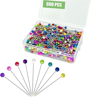 600PCS Sewing Pins Straight Pin for Fabric, Pearlized Ball Head Quilting Pins Long 1.5inch, Multicolor Corsage Stick Pins ...