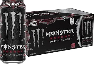 Monster Energy Ultra Black, Sugar Free Energy Drink, 16 Ounce (Pack of 15)