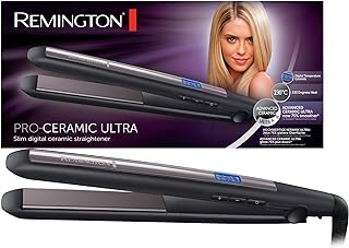 Remington Plancha de Pelo Pro Ceramic Ultra, Placas Flotantes Extralargas, Temperatura hasta 230°C, Función Turbo y Bloque...