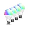 Amazon Basics Smart Light Bulb, Multicolor, Works with Alexa Only, LED, A19, 7.5W, 60W Equivalent, 800LM, 2.4 GHz Wi-Fi, 4-Pack