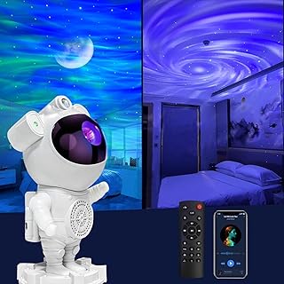 Proyector de astronauta Galaxy, altavoz musical Bluetooth, ruido blanco para dormir, cambio de color ajustable en 360º, co...