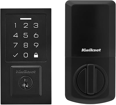 Kwikset 9270CNT-514S Contemporary SmartCode Touchpad Electronic Deadbolt SmartKey Matte Black Finish