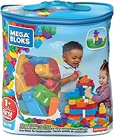 Mega Bloks, Bolsa 60 Piezas, Bloques de Construcción, Juguete Construcción Azul, Juguetes para Niños de 1 año en...