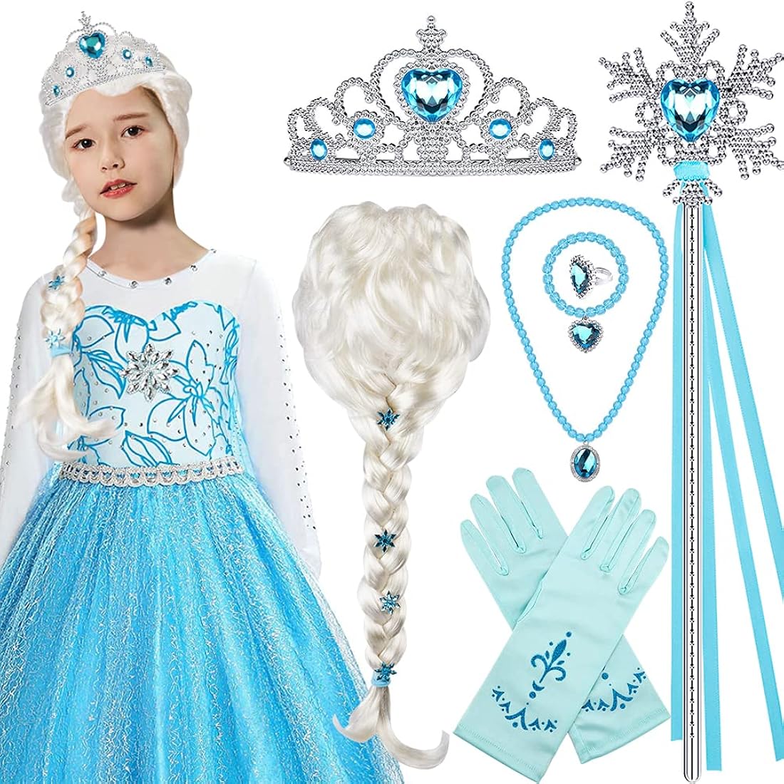 Buy Tacobear Elsa Wig Frozen Elsa Braid with Princess Tiara ...