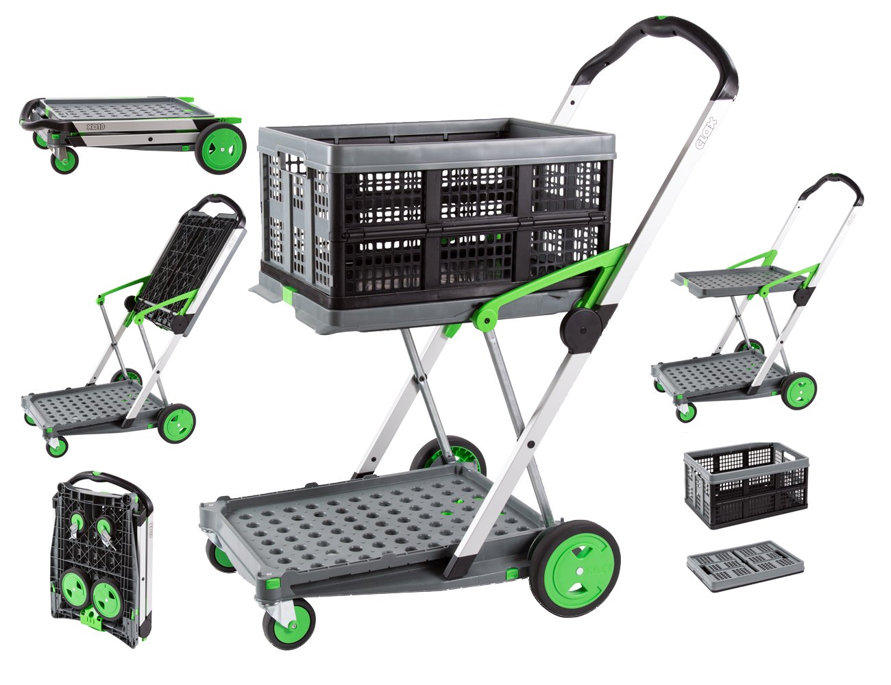 Buy Salesmaker Carts ClaxGreen Green Clax Mobile Folding Cart-Grey ...