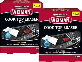 Weiman Cooktop Eraser Pads - 2 Pack - Non-Scratch - Lifts, Wipes, and Removes the Toughest Burned on Food - 20 Pads