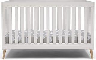 Delta Children Essex 4-in-1 Convertible Baby Crib, Bianca White with Natural Legs