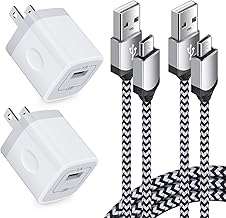 USB Wall Charger Micro USB Cable,4Kit Charging Block USB Charger Cube Plug with Android Micro Cord Cable Compatible Samsun...