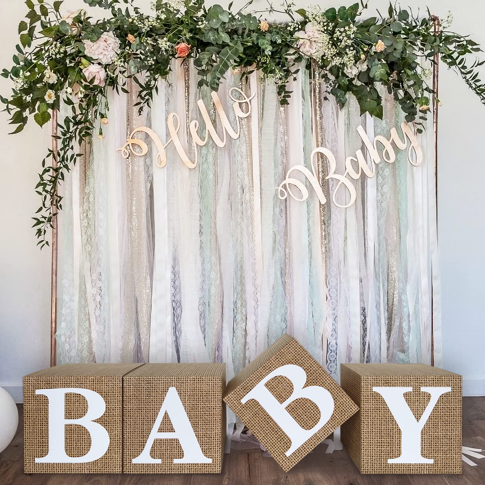 Buy Burlap Print Baby Shower Boxes for Gender Reveal Party Gender ...