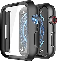 Misxi 2 Pack Hard PC Case with Tempered Glass Screen Protector Compatible with Apple Watch Series 9 (2023) Series 8...