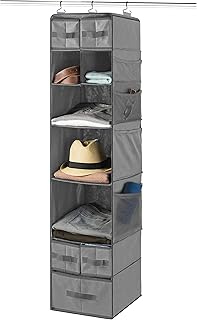 ZOBER Hanging Closet Organizer, 9-Shelf - Hanging Storage Organizer Shelves for Clothes, Towels, Toys - College Dorm Room,...