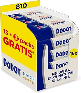 Dodot Toallitas Sensitive para Bebé, 15 Paquetes De 54 Unidades = 810 Toallitas, Óptima Protección para la Piel