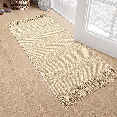 OJIA - Tapete lavable para puerta delantera, de 2 x 4.3 pies, alfombra de entrada para puerta de entrada para interiores, color tostado, pasillo rústico, alfombra moderna para lavandería, recámara,