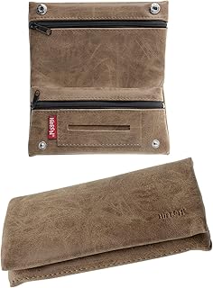 HIBRON Tabaquera Pitillera Funda Bolso para Tabaco de Liar Cuero Estuche para Tabaco de liar, 58105 Marrón