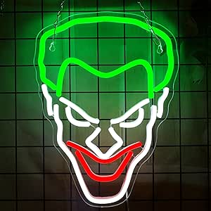 Joker Neon Sign for Room Decor Neon Light Sign LED Sign for Man Cave LED Light for Wall Decor Movie Neon Sign for Movie Fans Gifts USB Powered Neon Wall Sign Dimmable for Cinema Game Room 14“*10.4”