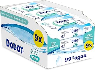 Dodot Toallitas Pure Aqua Para Bebé 9 Paquetes De 48 Unidades = 432 Toallitas, Ayuda a restaurar el pH natural de la piel,...