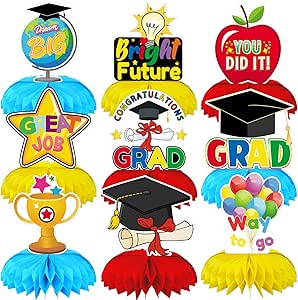 Preschool Graduation Decorations, Kindergarten Graduation Centerpiece for Kids 2023 PreK Grad Party Supplies School Graduation Party Decorations, 9 Pcs