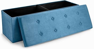 Sorbus Storage Ottoman Bench – Collapsible/Folding Bench Chest with Cover – Perfect Toy and Shoe Chest, Hope Chest, Pouffe Ottoman, Seat, Foot Rest, – Contemporary Faux Suede (Teal)