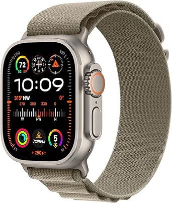 Apple Watch Ultra 2 [GPS + Cellular 49mm] Smartwatch with Rugged Titanium Case &amp; Olive Alpine Loop Small. Fitness Tracker, Precision GPS, Action Button, Extra-Long Battery Life, Carbon Neutral