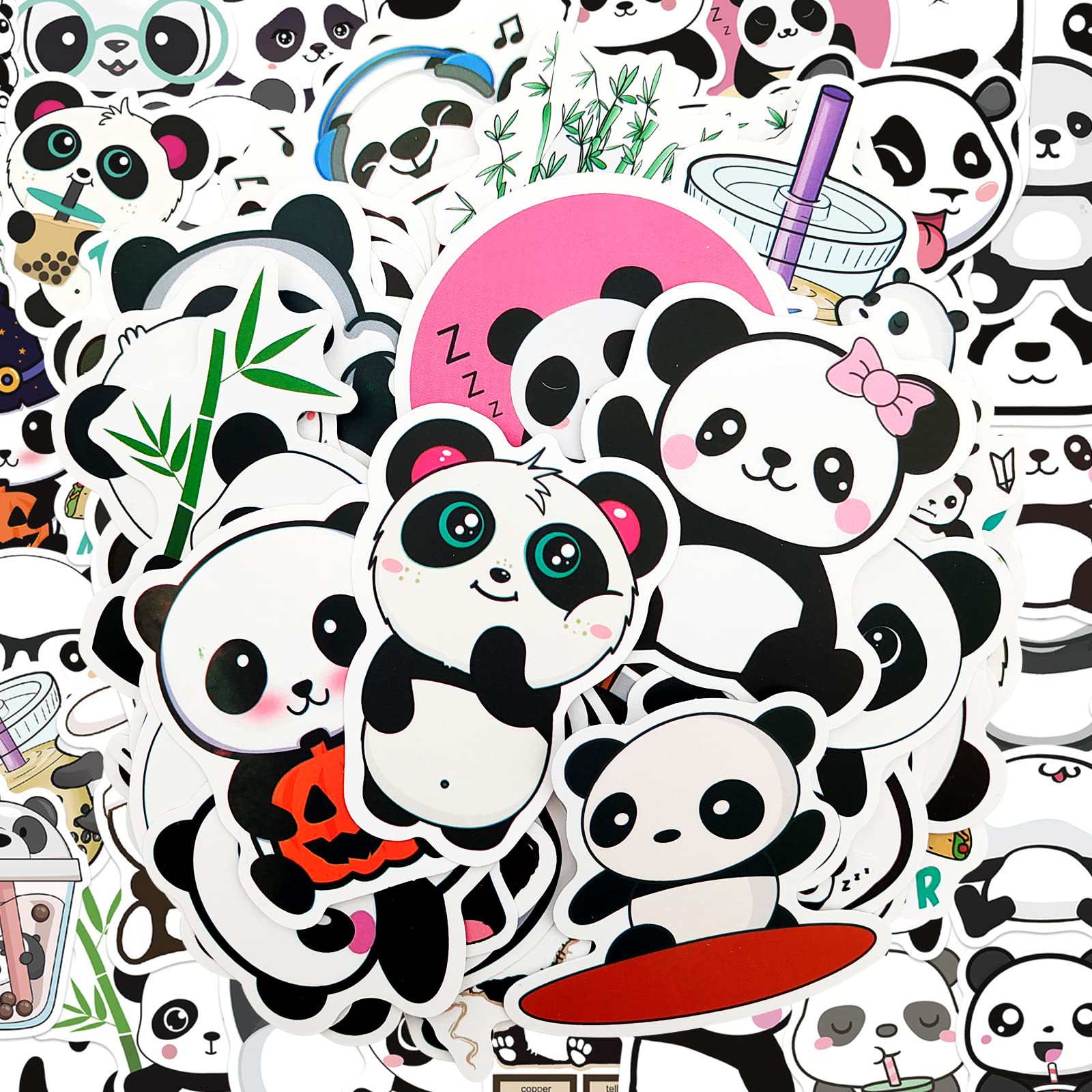 Amazon.com: 100 Pieces Panda Stickers Waterproof Panda Decals ...