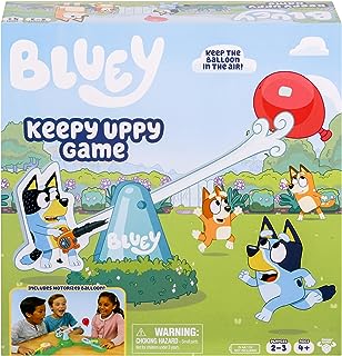 Bluey Keepy Uppy Game. Help, Bingo, and Chilli Keep The Motorized Balloon in The Air with The Character Paddles for 2-3 Pl...