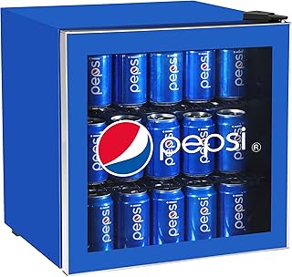 CURTIS MIS165PEP Pepsi Mini Beverage Cooler-70 Can or 17 Bottles Drinks Fridge with Glass Door for Soda + Adjustable Therm...