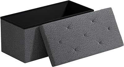 Sweetcrispy 30 inch Folding Storage Ottoman Bench, Foot Rest Stool with Padded Seat, Large Toy Box Storage Chest with Seating for Bedroom, End of Bed, Living Room, Entryway, Holds up to 660 lb-Grey