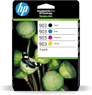 HP 903 Pack de 4 Cartouches d'Encre Noire, Cyan, Magenta, Jaune Authentiques (6ZC73AE) pour HP OfficeJet 6950, HP OfficeJe...