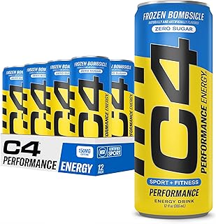 C4 Energy Drink 12oz (Pack of 12) - Frozen Bombsicle - Sugar Free Pre Workout Performance Drink with No Artificial Colors ...